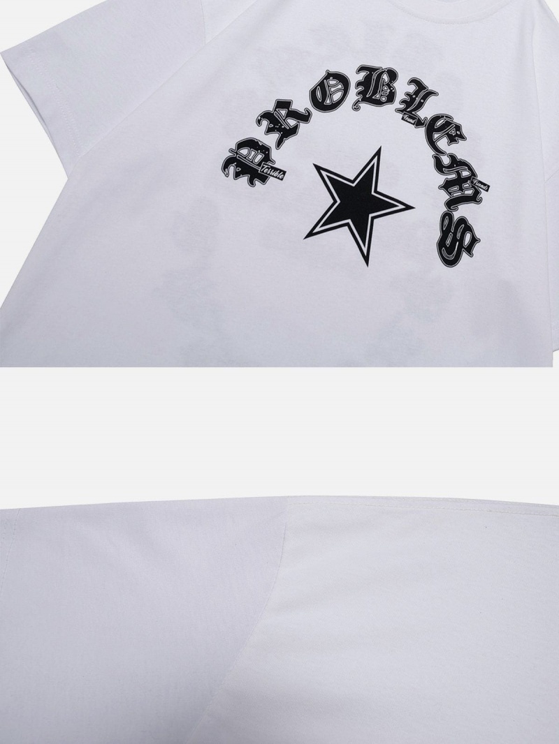 T Shirts Aelfric Eden Plastisol Printing Star Tee Blanche | GTZ-60297885